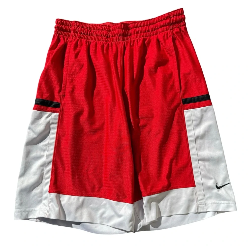 Nike Men’s Red and White Basketball Shorts Size Medium